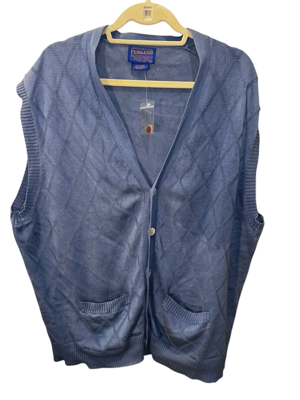 Pendleton NEW blue argyle imprint mens button down sweater vest XL